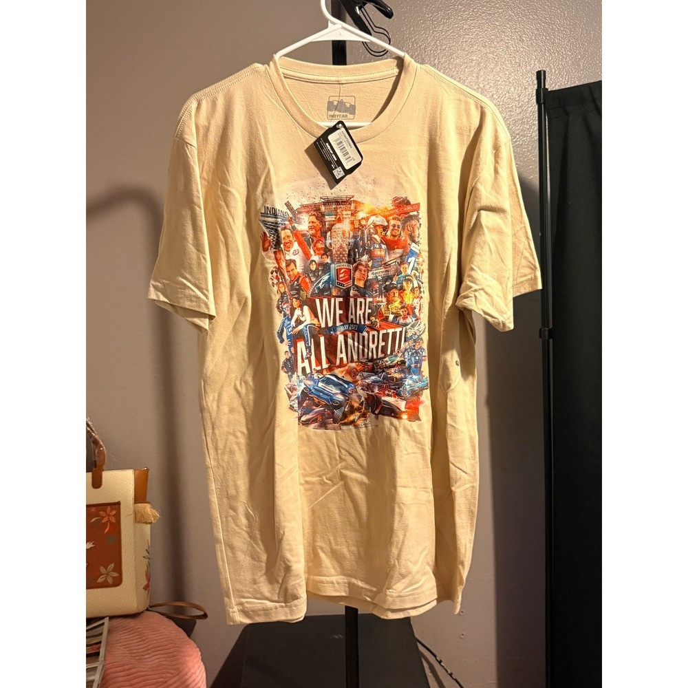 New Indycar We Are # All Andretti May 2023 Short Sleeve Beige T-Shirt Men's Lrg